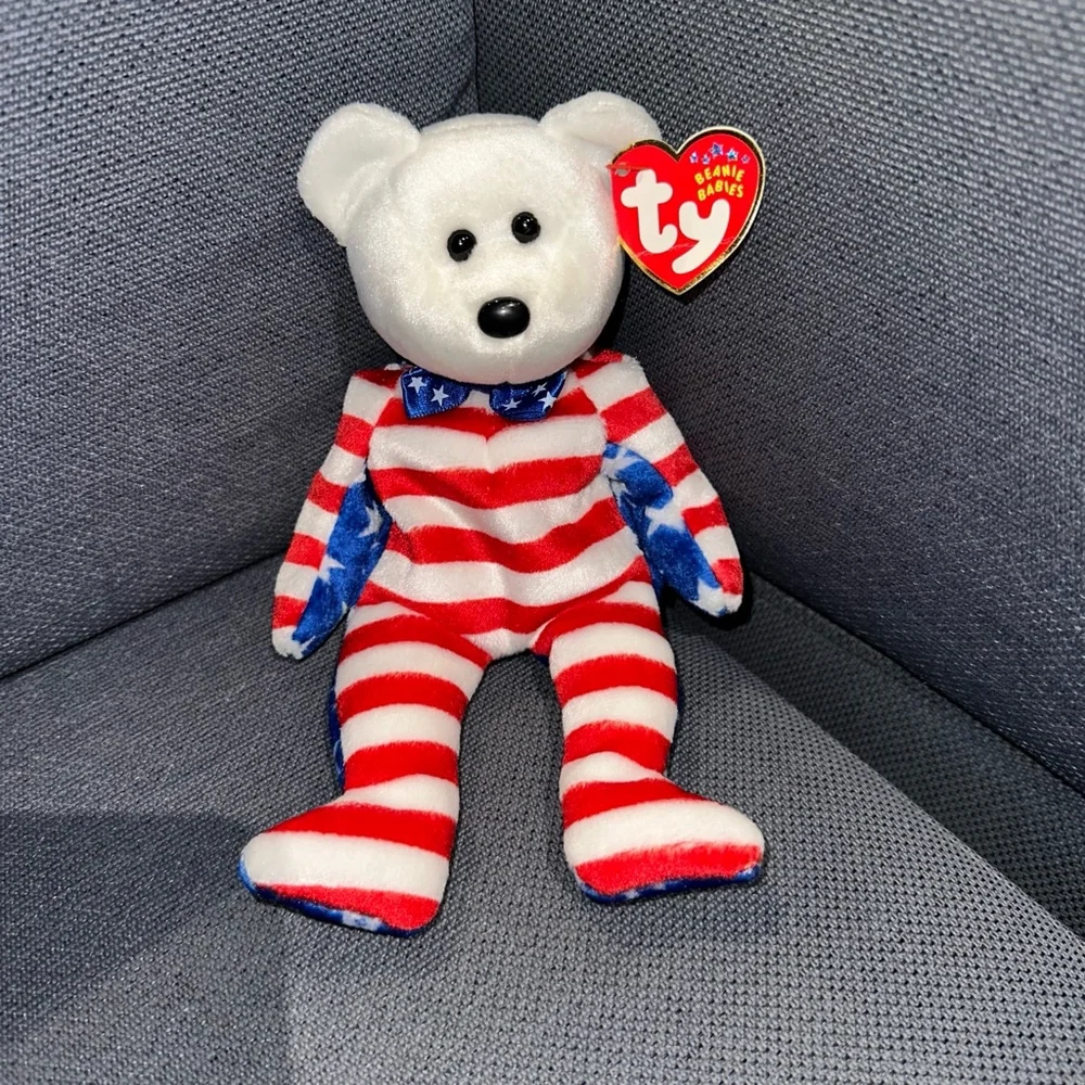 Ty Beanie Baby Liberty Bear Red, White & Blue 4531 NWT Vintage P.E. Pellets